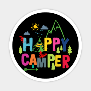 Happy Camper Camping T-Shirt  Camp Tee For Men Women & Kids Magnet